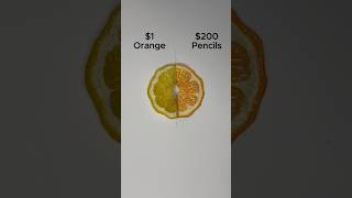 $1 Orange vs. $200 Pencils 😱 #art #artist #challenge #drawing