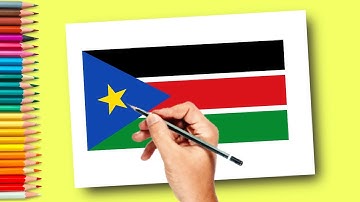 How to draw National Flag of South Sudan | South Sudan Flag drawing