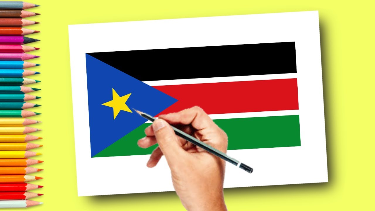 How to draw National Flag of South Sudan | South Sudan Flag drawing ...