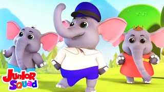 Lima gajah kecil | Video prasekolah | Puisi untuk anak | Junior Squad Indonesia | Kartun anak
