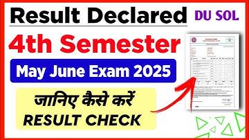 SOL 4th Semester Result Declared 2025 | Du sol 4th Semester Result Declared May June Exam 2025