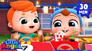family backyard movie night little angel nursery rhymes