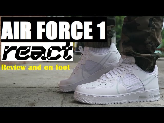 NIKE AIR 1 LOW REACT TRIPLE WHITE and on-foot) - YouTube