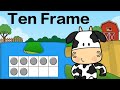 Ten frame subitizing puzzle on the farm math brain break