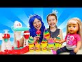 Baby princess and a Play-Doh ice cream factory - Disney princess dolls videos for kids