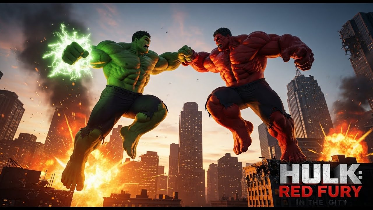 Green hulk vs red hulk in the city who is the true smash king - YouTube