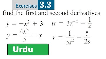Find basic derivatives for first and second order  || Thomas calculus exercise 3.3 || Urdu Hindi