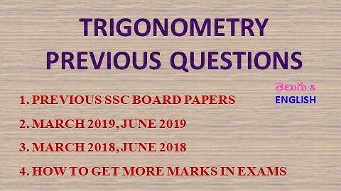 TRIGONOMETRY PREVIOUS QUESTIONS FROM SSC BOARD PAPERS(2018,2019)