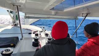 How to tack on catamaran (Turn boat around) Sailing in Croatia
