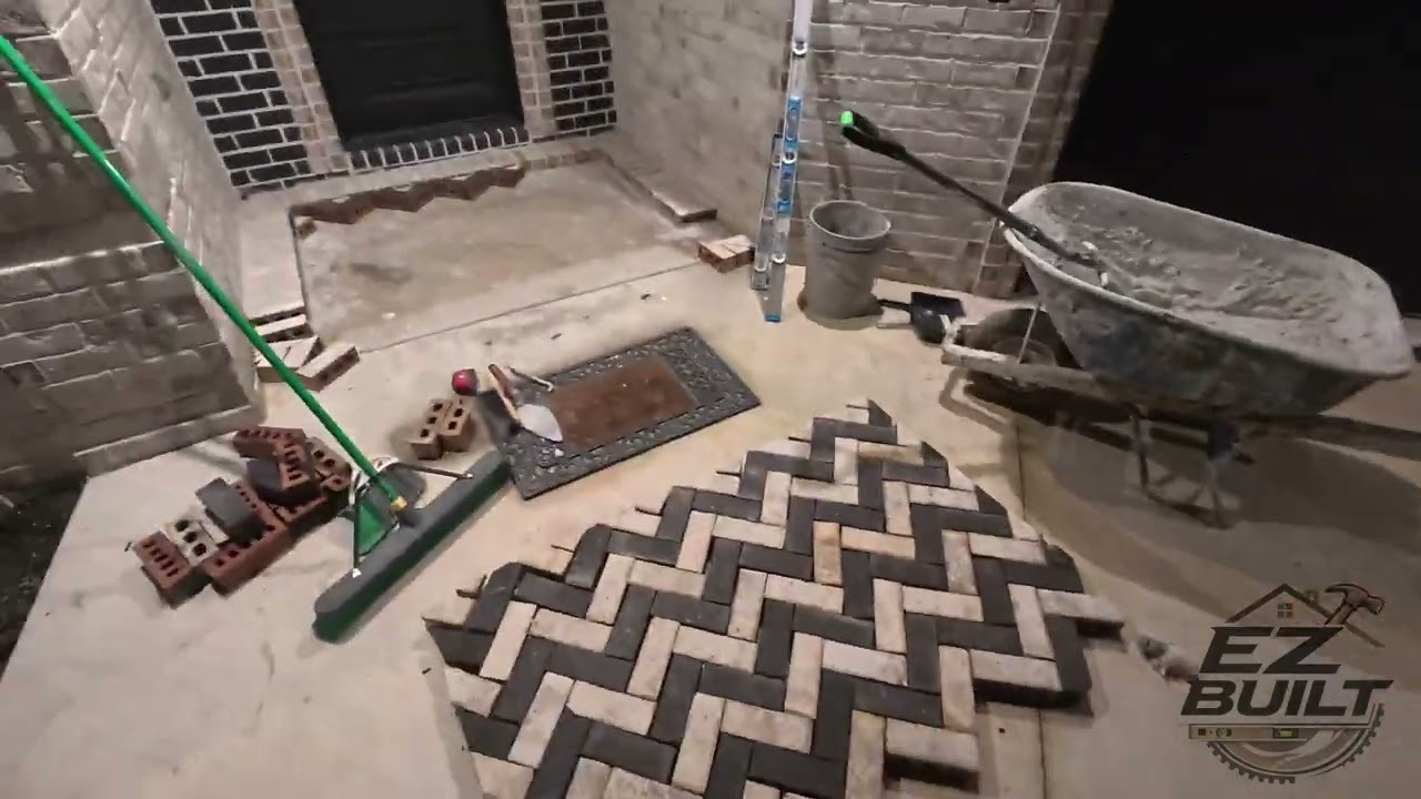 Herringbone Brick Front Porch - Layout Start to Finish (Part 1)