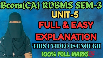 RDBMS UNIT-5 | Full explaination | Degree 3rd semester RDBMS 100% FULL marks💯✅ | O.U |