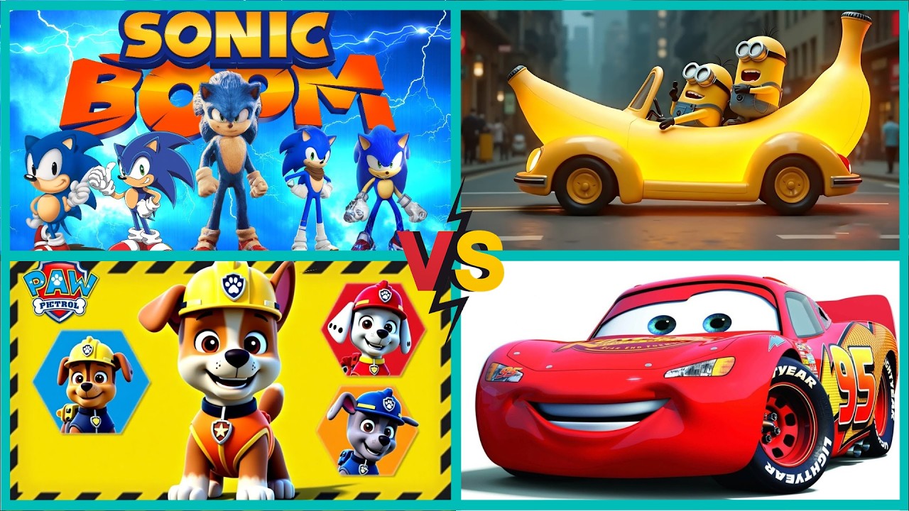 MINIONS vs McQUENN vs PAW PATROL vs SONI BOOM MEGAMIX  Tiles hop 07 03 2