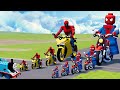 Big  small lego spiderman on a motorcycle vs spiderman on motorcycle vs thomas the train  beamng