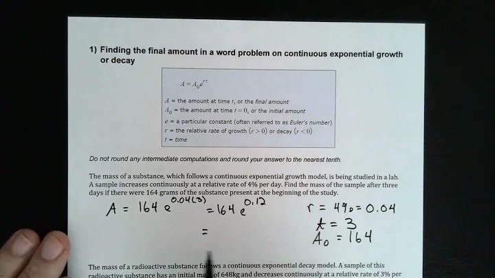 Finding the Final Amount in a Word Problem with Continuous Exponential Growth or Decay