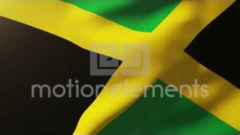 Jamaica Flag Waving In The Wind. Looping Sun Rises Style. Animation Loop Stock Animation