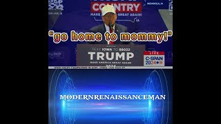 Breaking! President Trump get's heckled! Tells heckler ''go home to mommy!''