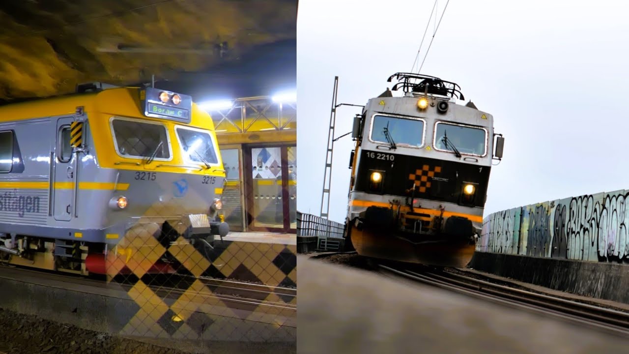 Tåg vid Liseberg Station och Almedal i Göteborg