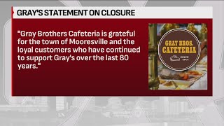 Gray Brothers Cafeteria in Mooresville to close on June 8