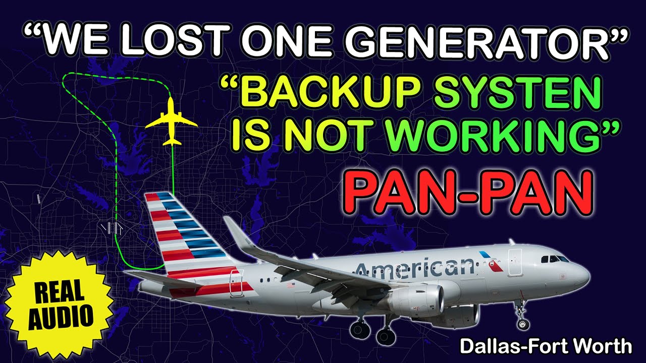 “BACKUP SYSTEN IS NOT WORKING”. Generator failure. American A319 declared  PAN-PAN. Dallas, Real ATC