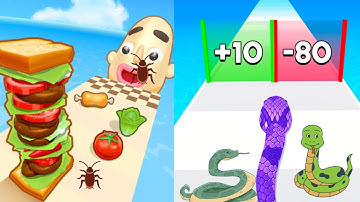 Sandwich Run game vs Snake Run Game full gameplay #sabdwichrun #snake run