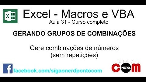 #31 - Curso de Macros e Excel VBA - Gerar Combinações sem repetições