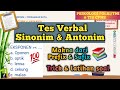 Soal Kemampuan Verbal Sinonim & Antonim pada Tes Psikologi POLRI/TNI, TIU CPNS