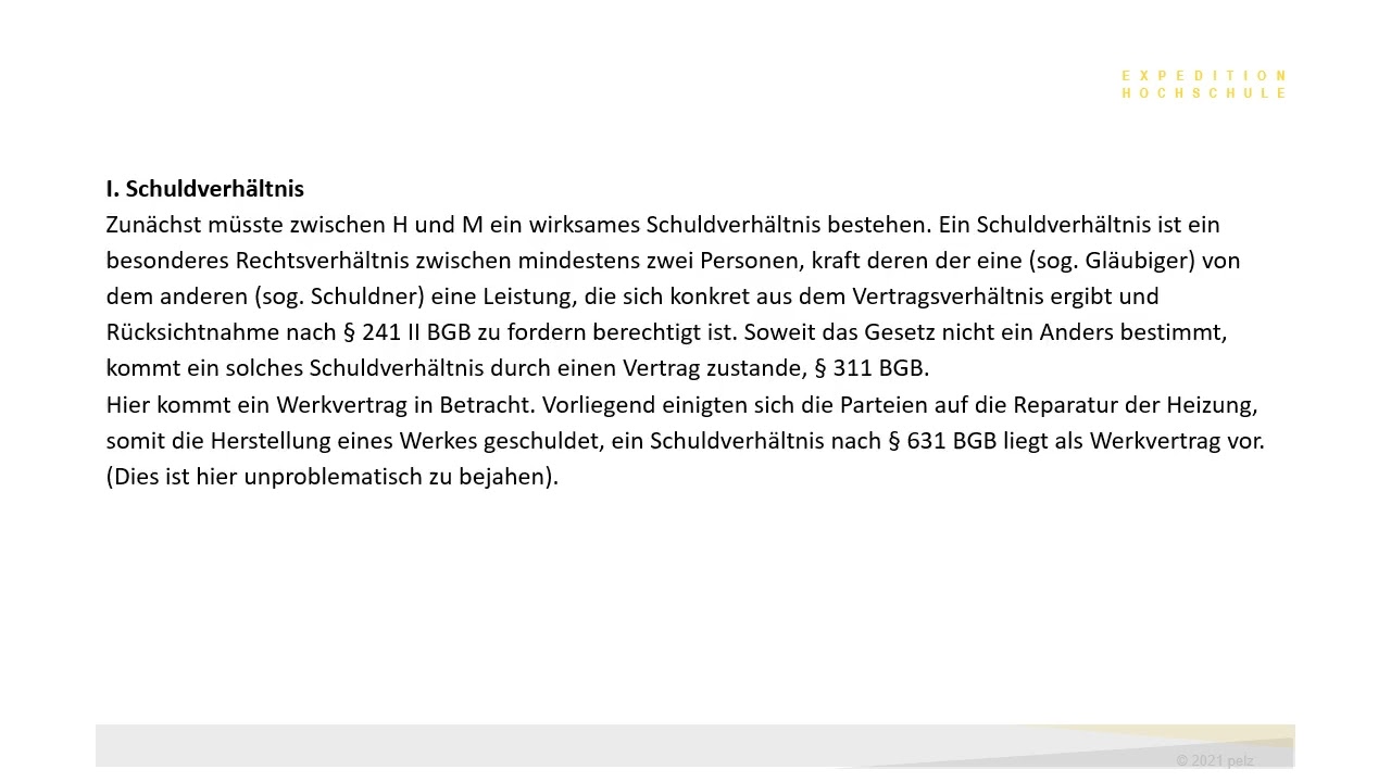 BGB Schuldrecht AT Fall - Der defekte Heizkörper (§§ 280 I, 241 II BGB)
