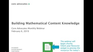Building Mathematical Content Knowledge (February 2019 Webinar)