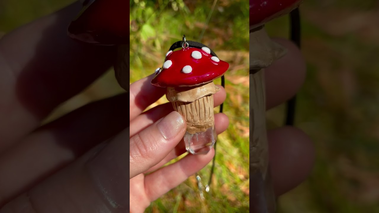 Made these cute crystal mushroom pendants! 🍄✨ 