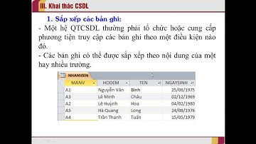 BÀI 11: CÁC THAO TÁC VỚI CSDL QUAN HỆ - TIN HỌC 12