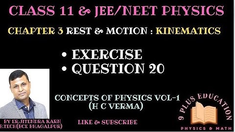 Class 11 Physics Chapter 3 | Rest & Motion : Kinematics | Exercise Question 20
