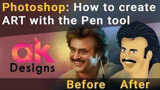 Photoshop: How to create ART with the Pen tool Cartoon Art  |CS5 Photoshop | Graphic design | screenshot 5