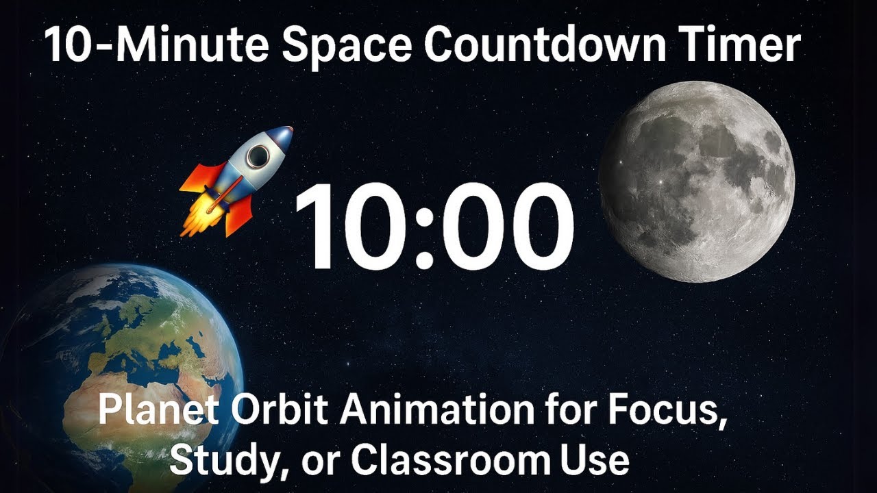10-Minute Space Countdown Timer | Planet Orbit Animation for Focus ...