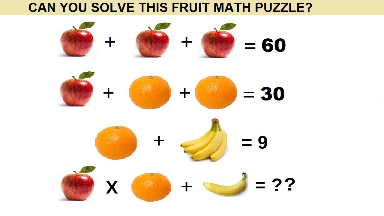 Can you solve this. Головоломки с фруктами. Solve this Math Puzzle. Puzzles for Fruits.