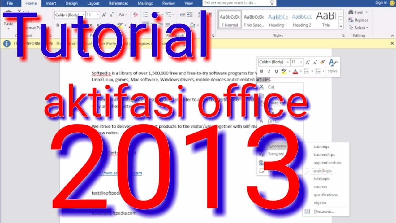 Tutorial aktivasi office 2013 by KMS pico 10.1.8 - YouTube