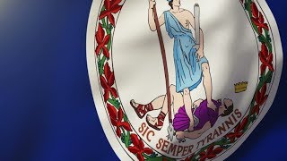4K virginia flag waving in the wind. Looping sun rises style. Animation loop Stock video Flag Of Virginia Animated Background Loop Animation