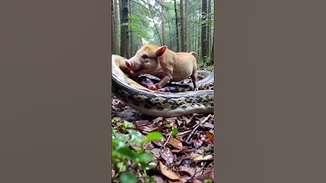 Mother pig saves her piglets from giant python in the rainforest