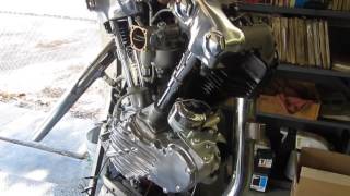 1941 Knucklehead motor start-up and other bikes in the shop