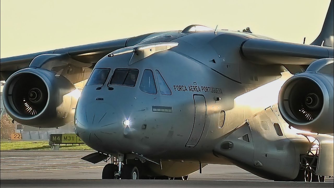 Golden Sunrise Departure! Portuguese Air Force KC-390 Performs Epic Taxi/Takeoff at Lisbon Airport