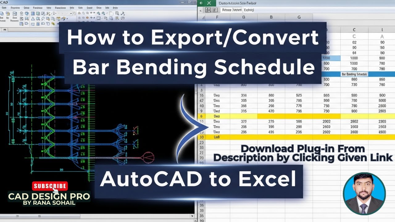 How to convert Bar Bending Schedule (BBS) from AutoCAD to Excel using a plugin 