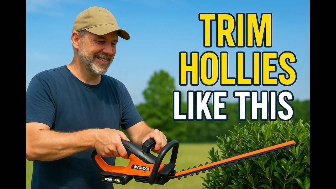 "Holly Tree Trimming Tips + WORX Cordless Trimmer in Action" - YouTube