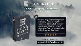 Best Notion Template for D&D: Lorekeeper 5e Campaign Planner