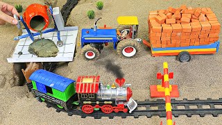 diy tractor making mini Concrete bridge | how to make cow shed | mini traffic lights || DongAnh mini