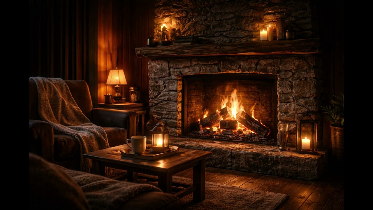 Cozy Fireplace Sounds for Deep Sleep in 4K | Warm Night Ambience (10 Hours)