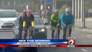 Kerry breaks leg in bicycle crash; ends overseas trip early