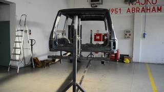 My Nissan Patrol on homemade rotisserie. I found instructions on the Internet at Red Wings. They work just great! ;)