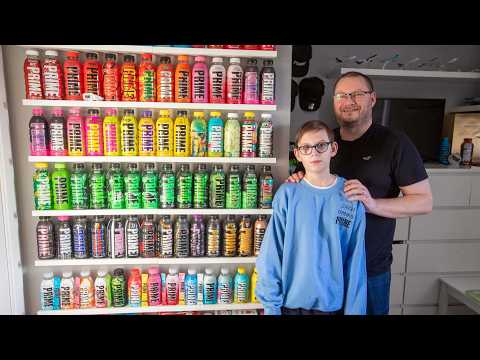 Lad, 11, has Britain's biggest KSI Prime hydration collection - worth £150,000 | SWNS