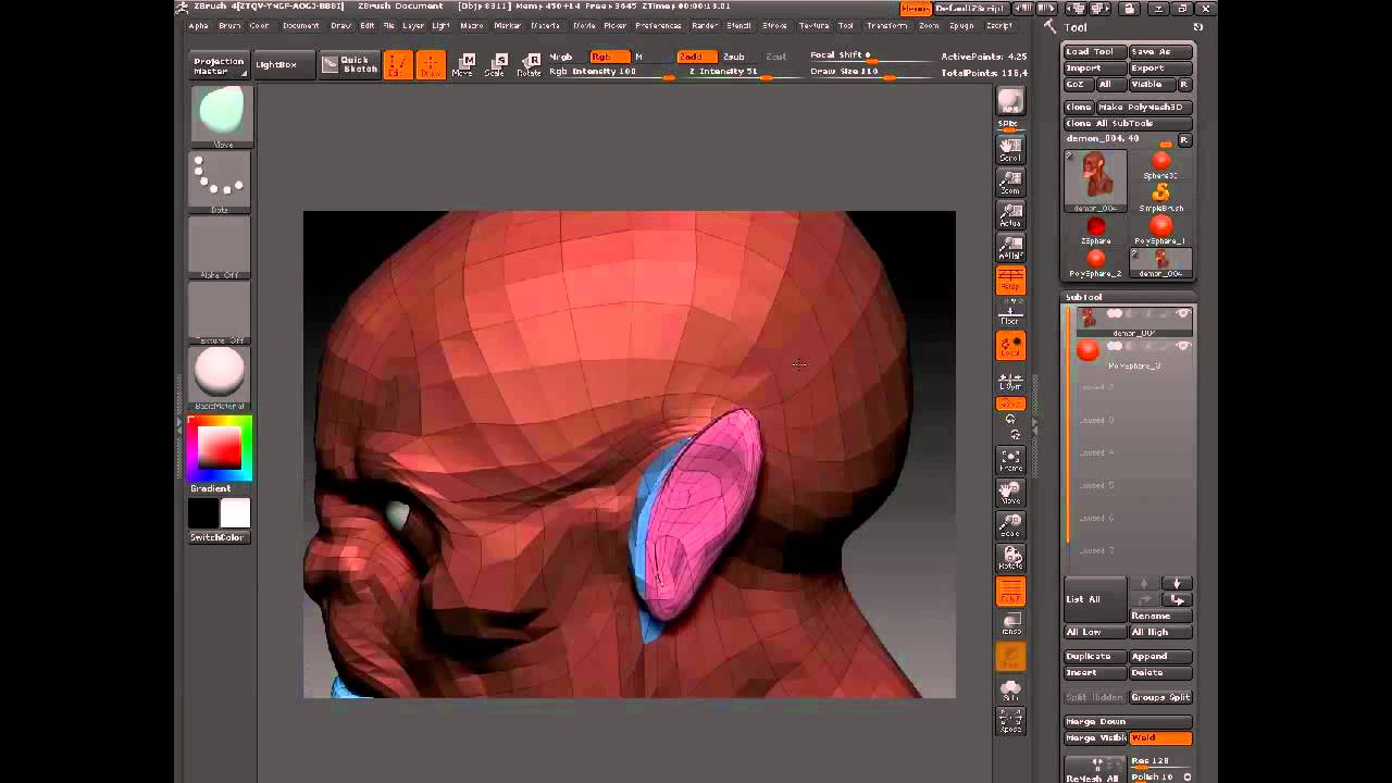 sculpting a demonic creature in zbrush