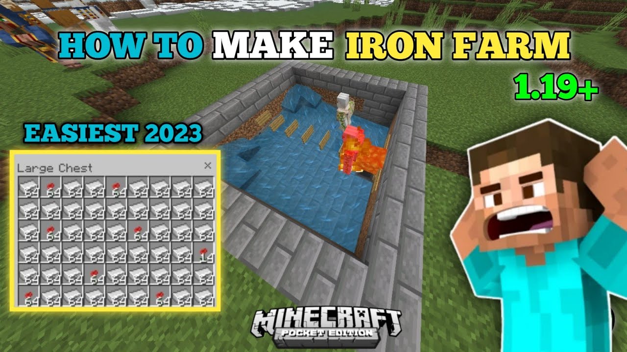 How To Make Iron Farm Bedrock Edition 1.19 Minecraft Most Easiest 2023 (GamerSmite) YouTube