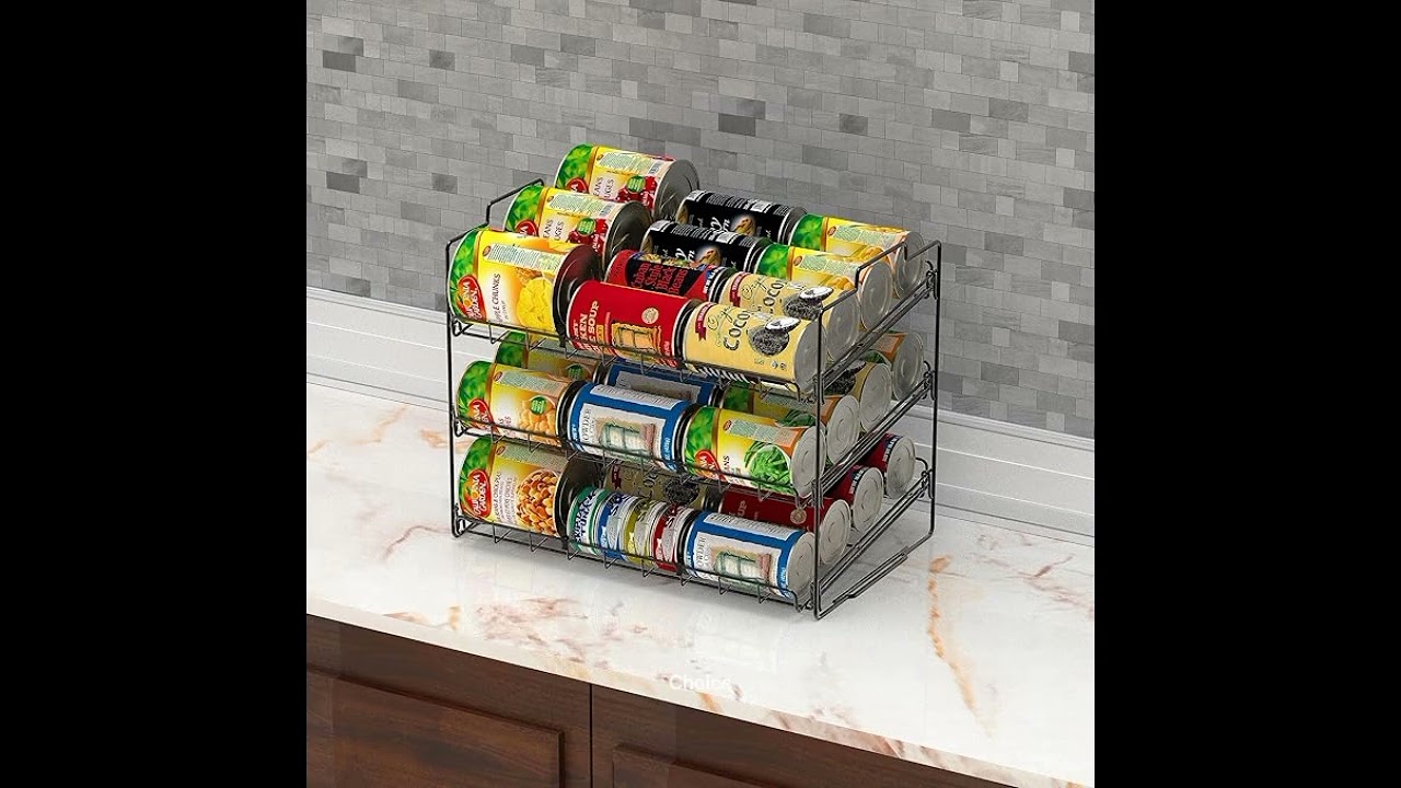 Deco Brothers Stackable Can Rack Organizer for Kitchen and Pantry, 3 Tier, Black
